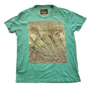 Angelo Litrico T-Shirt Beach Vintage Bathing Suit‎ Girls Surfboards Green Medium